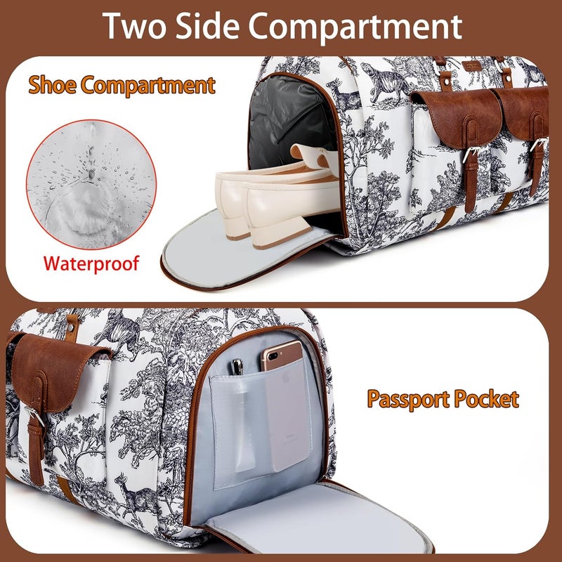 ITIEZY Garment Duffel Bag for Travel - Convertible Carry on Garment Duffel Travel Bag for Women Men Large Weekender Bag with Shoes Pouch 2 in 1 Hanging Suit Travel Duffel Bag 3pcs Set - Image 4
